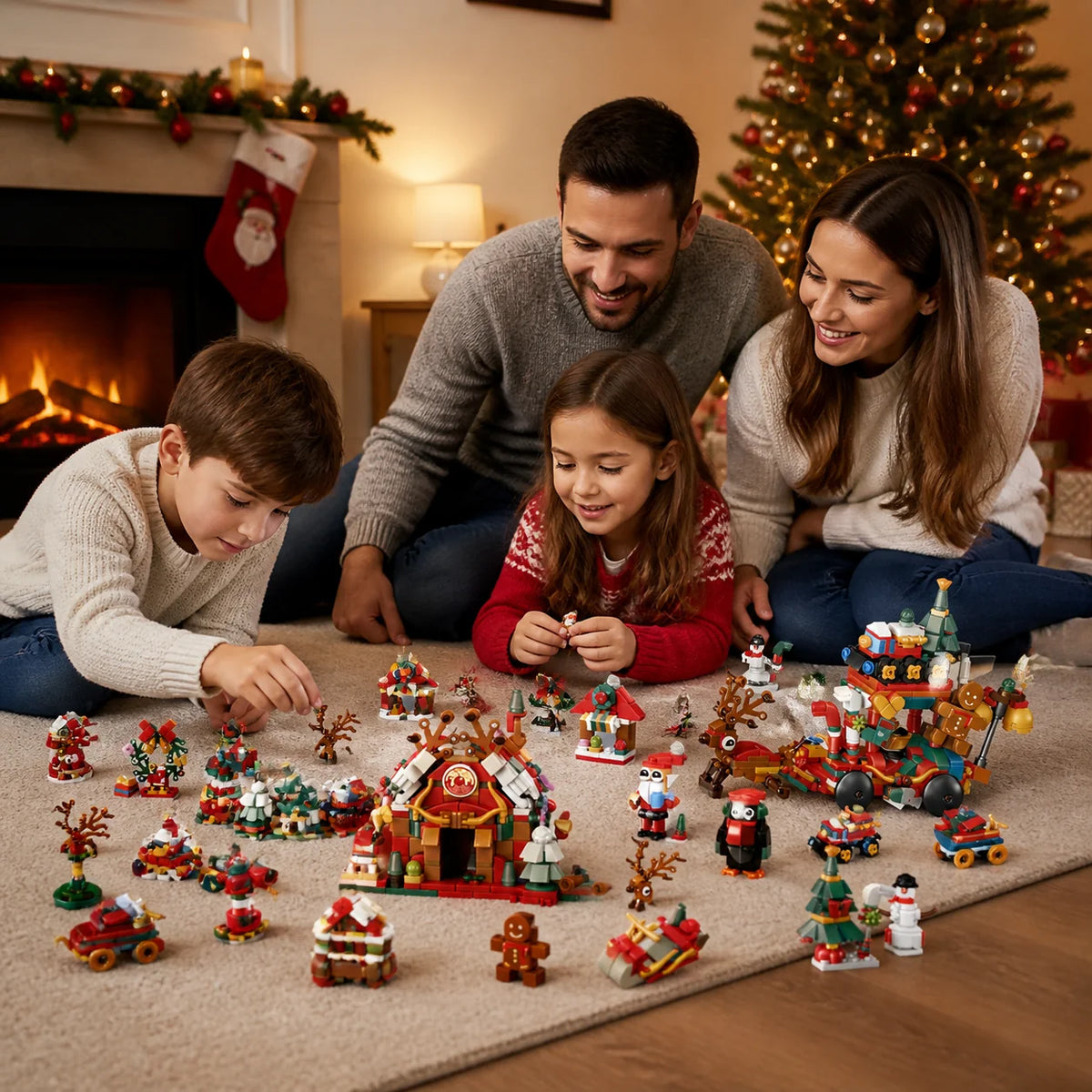 Christmas Village Building Blocks Advent Calendar for Kids
