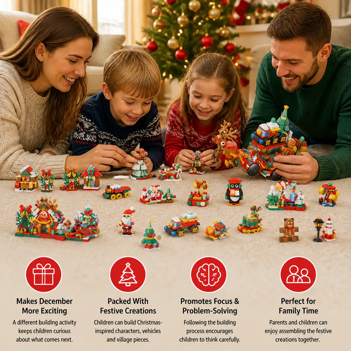 Christmas Village Building Blocks Advent Calendar for Kids