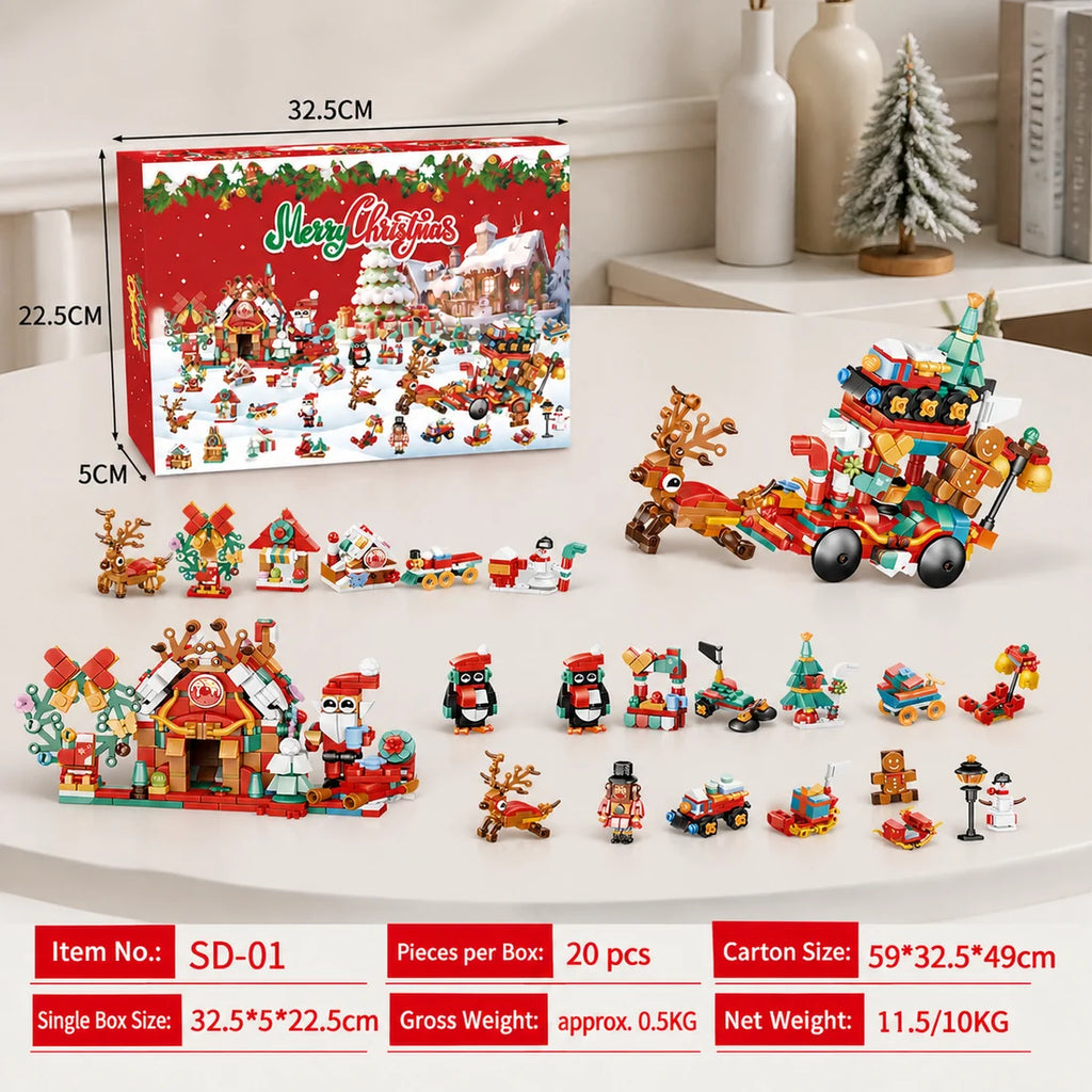 Christmas Village Building Blocks Advent Calendar for Kids